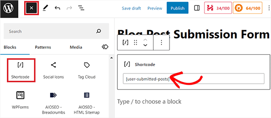 Paste the shortcode to add the form Paste the shortcode to add the form