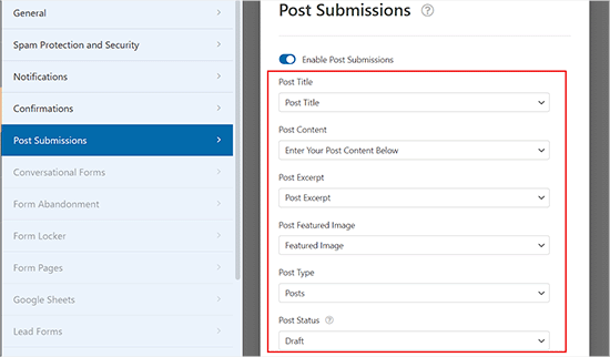 Configure post submission settings Configure post submission settings