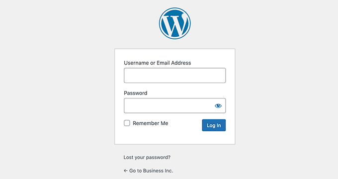 The WordPress default login page