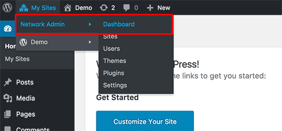 Network admin dashboard