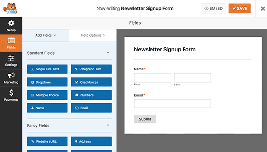 Editing your newsletter signup form