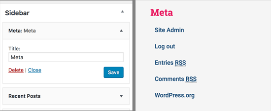 WordPress中的Meta小部件