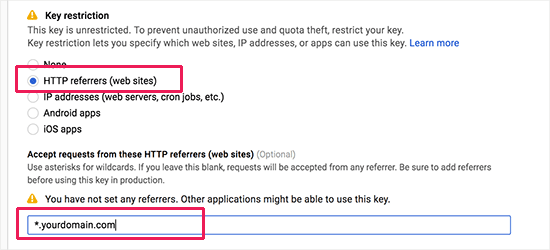 Restrict API key