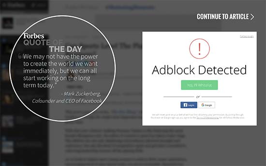 Forbes'te AdBlock duvarı