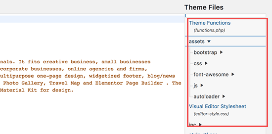 Files and directories in theme editor