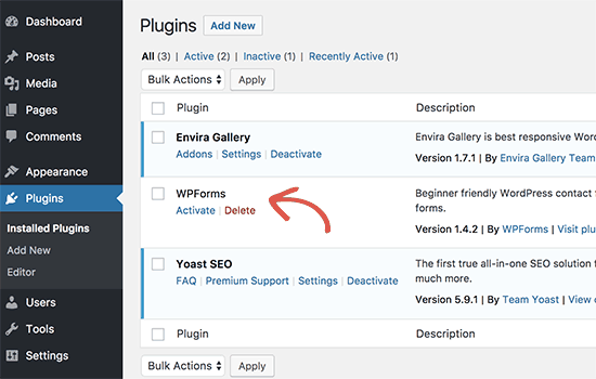 Installed plugin in WordPress admin area