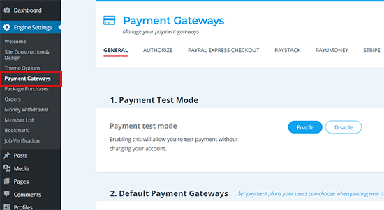 Set up payment metods