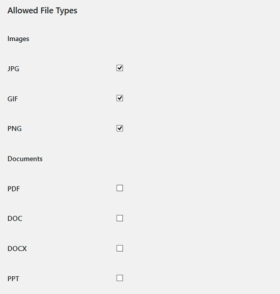 Allowed File Types