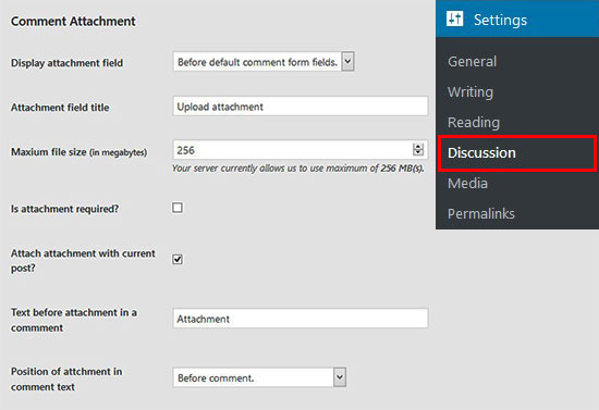 Wp attachment image. Settings Page. Attachment.