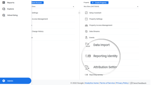 Open reporting identity settings