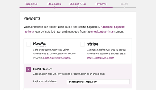 WooCommerce payment settings