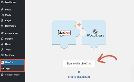 Подключить LiveChat к вашему сайту WordPress