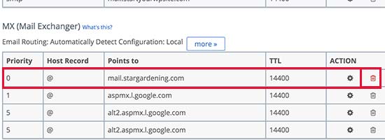 Delete old MX records