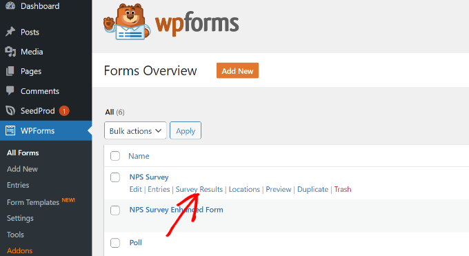 Anket sonuçlarını WPForms'ta görüntüleyin