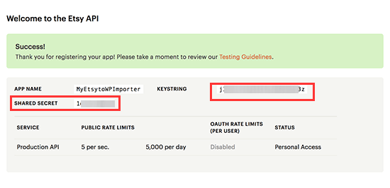 Copy your API keys