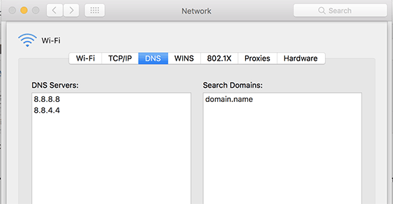 DNS settings on Mac