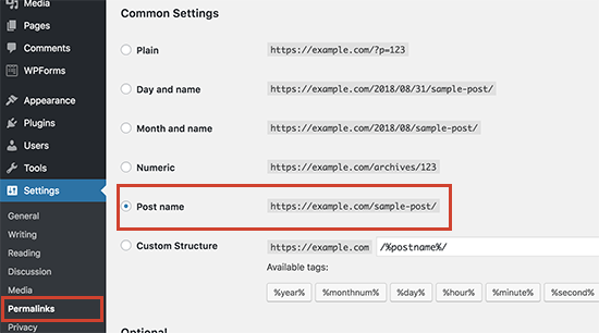 Changing WordPress permalinks structure