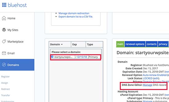 Domain settings