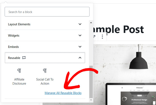 Manage all reusable blocks in Gutenberg