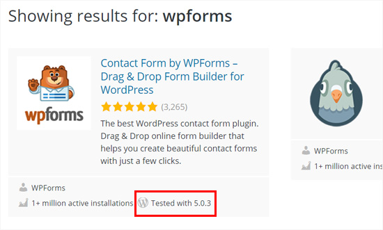 Плагин WPForms протестирован с WordPress 5.0 plus