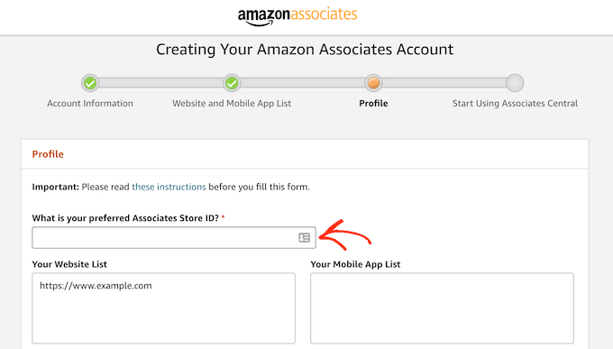 Registering as an Amazon affiliate