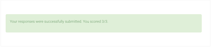 A custom score message, created using Formidable Forms