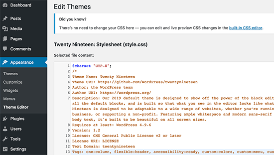 Deshabilitar la edición de archivos en WordPress