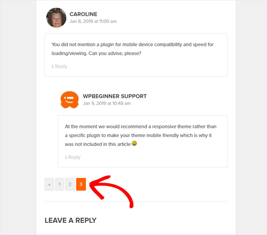 WordPress Comments Pagination in WPBeginner