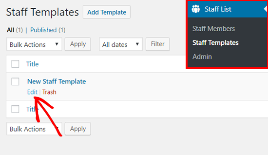 Edit Staff Template