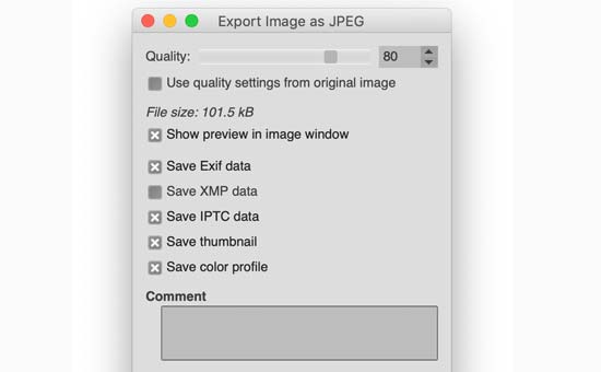 Export an image in GIMP