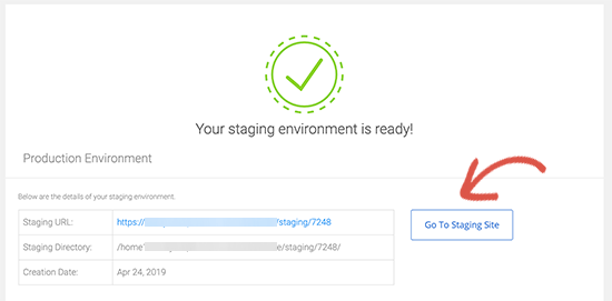 Go to your staging site