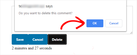 Разрешите пользователям удалять свои комментарии
