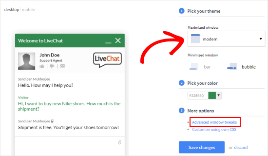 Customize LiveChat Window
