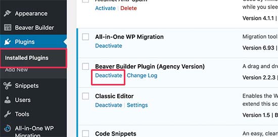 Deactivate and Reactivate Your Plugins.