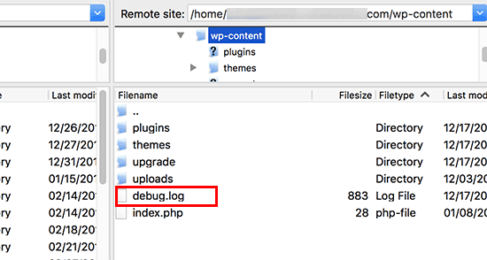 Debug log