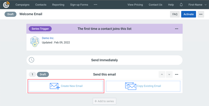 WebHostingExhibit emailnewsconstantcontactcreatenewemail How to Send Automated Emails in WordPress  