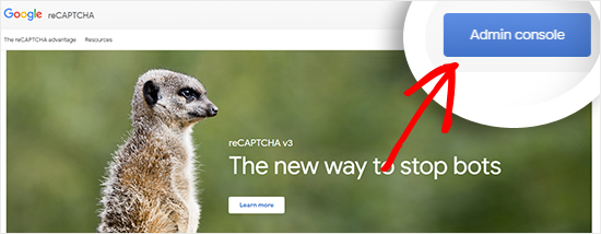 Visit Google reCAPTCHA website