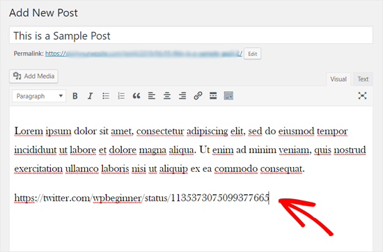 Add Twitter URL in Classic WordPress Editor