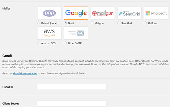 Choose your SMTP service provider