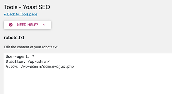 Edit robots.txt and .htaccess file in Yoast SEO