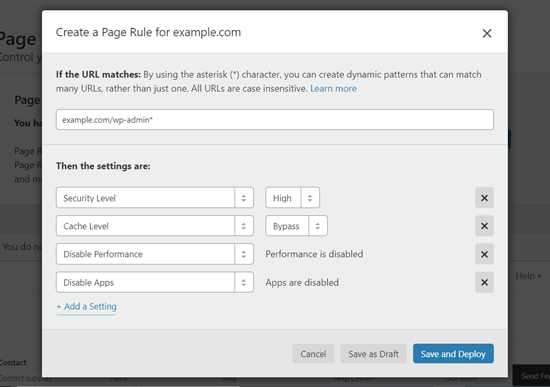 Create a Page Rule to Secure WordPress Dashnboard on Cloudflare