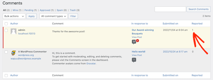 Модерация помеченных комментариев в WordPress