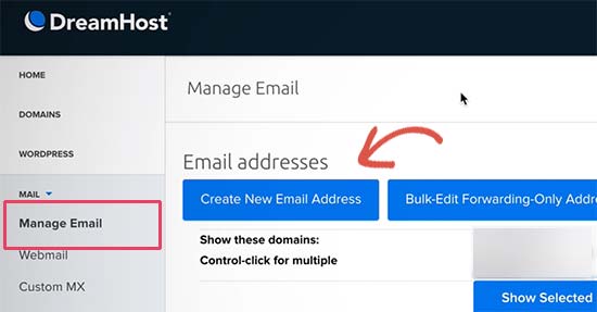 Create new email account