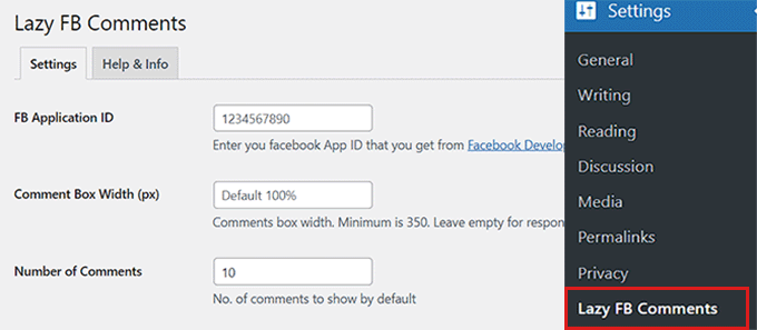 Visit the plugin settings for Facebook comments