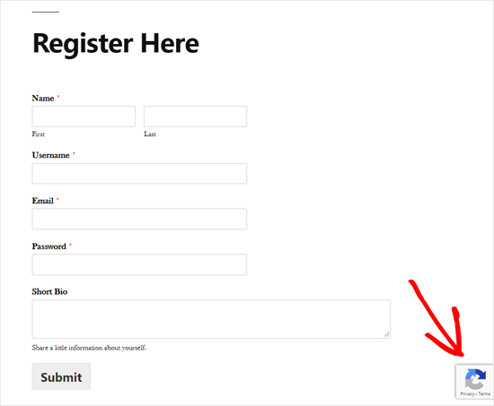 Пользовательская форма регистрации пользователей WordPress с Google reCAPTCHA