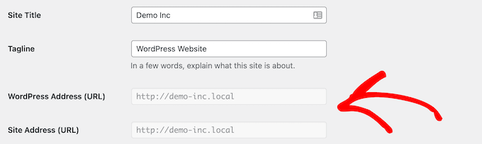 WordPress URL greyed out