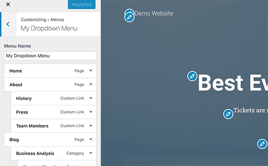 Personalizza i menu di WordPress con un'anteprima dal vivo