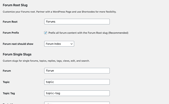 Cambia le lumache dell'URL del forum