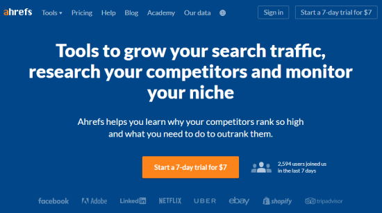 Ahrefs Keyword Tool Front Page