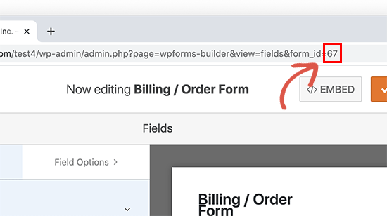 Ricerca dell'ID modulo in WPForms